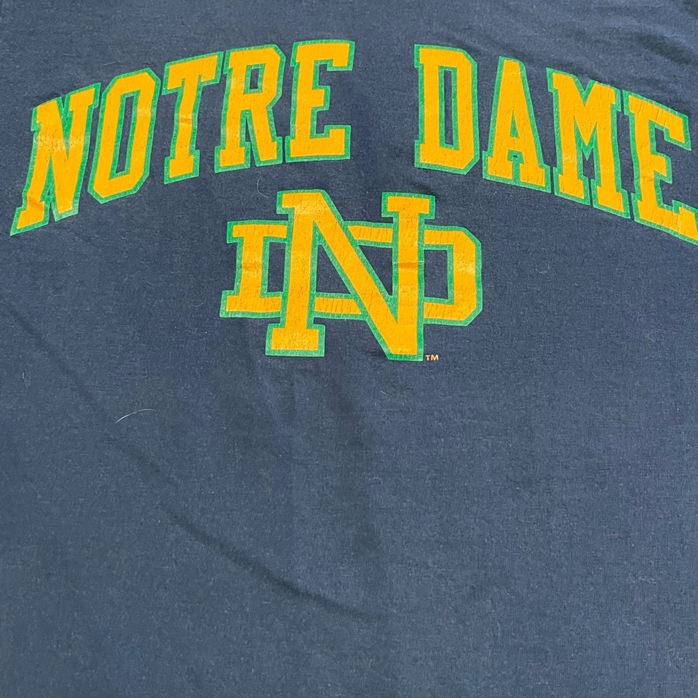 Vintage 90s Cotton Exchange Mens Med‎ Navy Notre Dame Bookstore Tee Made In USA